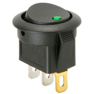 Parts Express SPST Automotive Round Rocker Switch with Green LED 12V